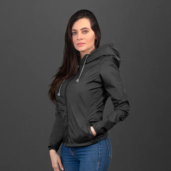 Chaqueta Impermeable Gris Oscuro – Mujer – Atipic