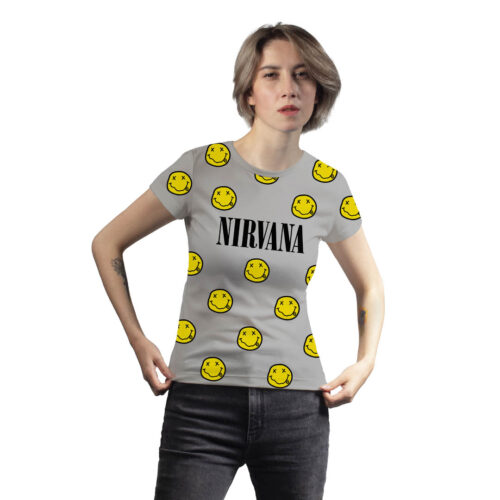 Camiseta Nirvana Gris - Mujer